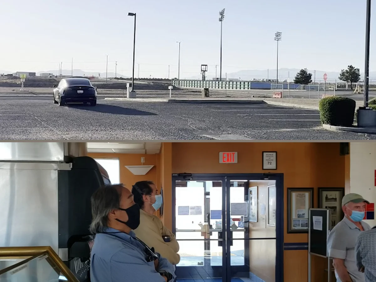 Drive-through lane at a hamburger restaurant.