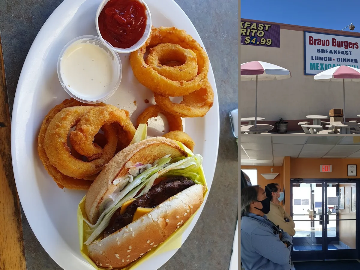 Burger trays on a casual restaurant table.